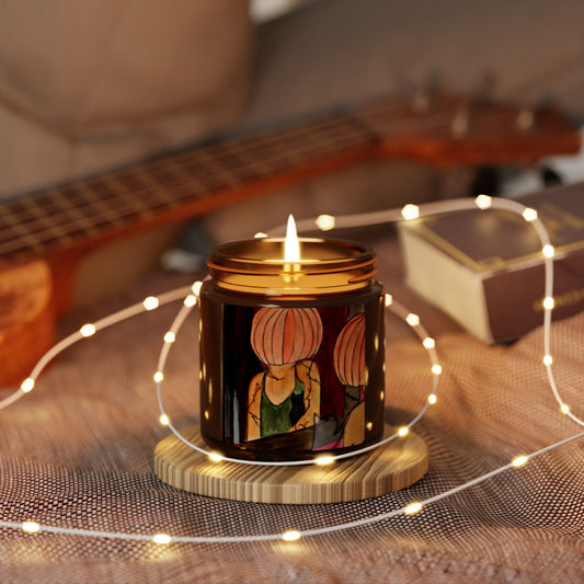 Relaxing Amber Jar Soy Candle with Art  Design | Home Decor, Gifts, Aromatherapy, Candle Lovers, Unique Candle